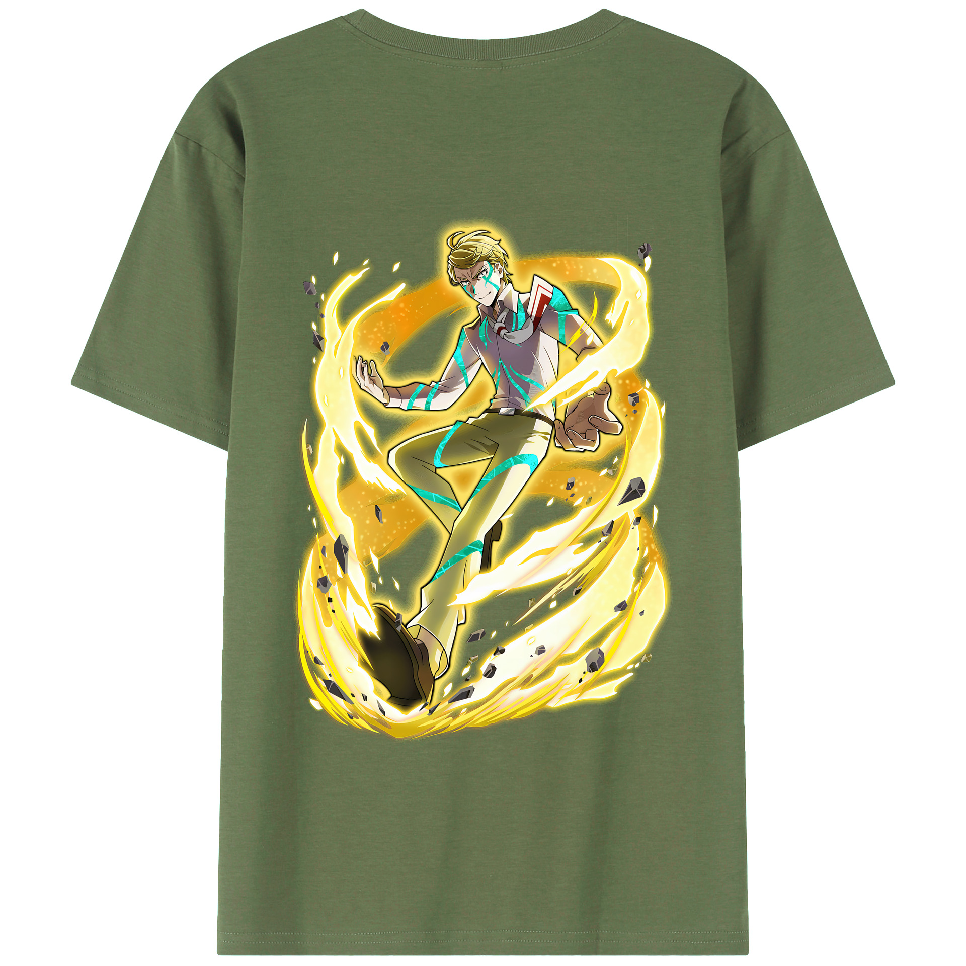 （画像用） 文豪ストレイドッグス Bungo Stray Dogs 綿100％ メンズ半袖Tシャツ（バックプリント） 通気性